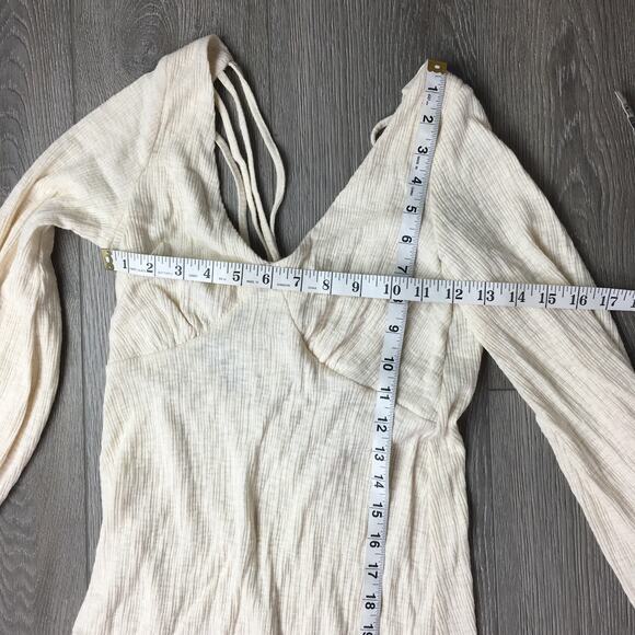 NWT Free People Beach Womens Ivory Maxi Dress Criss Cross Back Long Sleeve XS - Picture 4 of 10